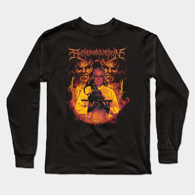 Anthony Bordain Satanic Black Metal Long Sleeve T-Shirt by BolaMainan